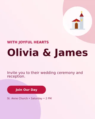 Aurora Church Wedding Invitation — editable white wedding template, instagram portrait