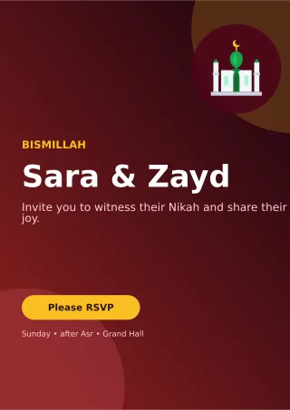 Aurora Nikah Invitation Ceremony Poster — editable black wedding template, a4 print