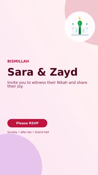 Aurora Nikah Invitation Mobile Invite — editable white wedding template, story / reel