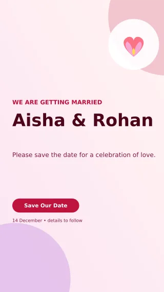 Aurora Save the Date Mobile Invite — editable white wedding template, story / reel