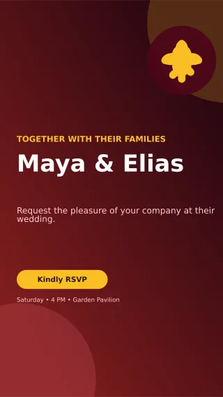 Aurora Wedding Invitation Mobile Invite — editable black wedding template, story / reel