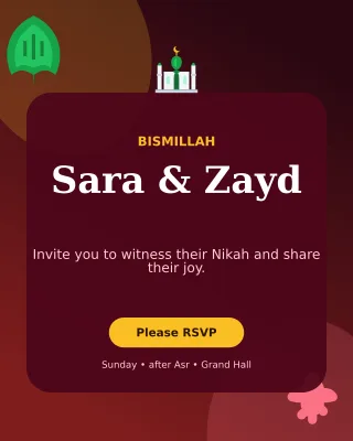 Botanical Nikah Invitation Invitation — editable black wedding template, instagram portrait