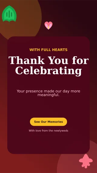 Botanical Wedding Thank You Mobile Invite — editable black wedding template, story / reel