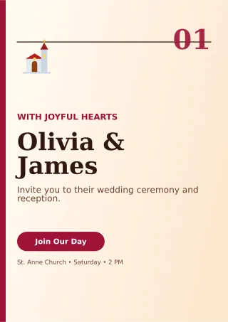 Editorial Church Wedding Ceremony Poster — editable white wedding template, a4 print