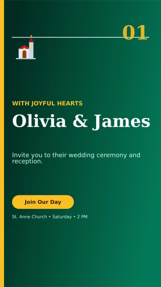 Editorial Church Wedding Mobile Invite — editable black wedding template, story / reel