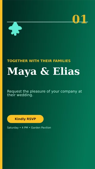 Editorial Wedding Invitation Mobile Invite — editable black wedding template, story / reel