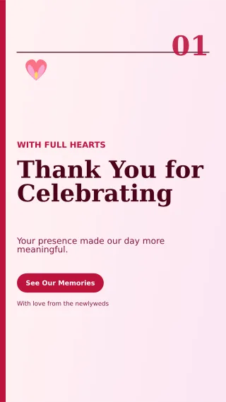 Editorial Wedding Thank You Mobile Invite — editable white wedding template, story / reel