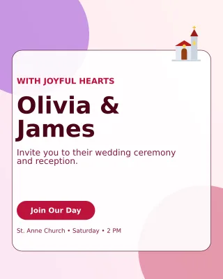 Glass Church Wedding Invitation — editable white wedding template, instagram portrait