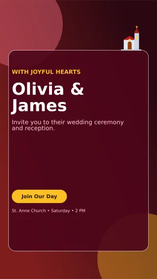 Glass Church Wedding Mobile Invite — editable black wedding template, story / reel