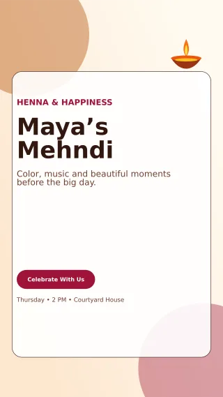 Glass Mehndi Ceremony Mobile Invite — editable white wedding template, story / reel