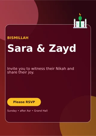 Glass Nikah Invitation Ceremony Poster — editable black wedding template, a4 print