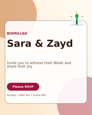 Glass Nikah Invitation Invitation — editable white wedding template, instagram portrait