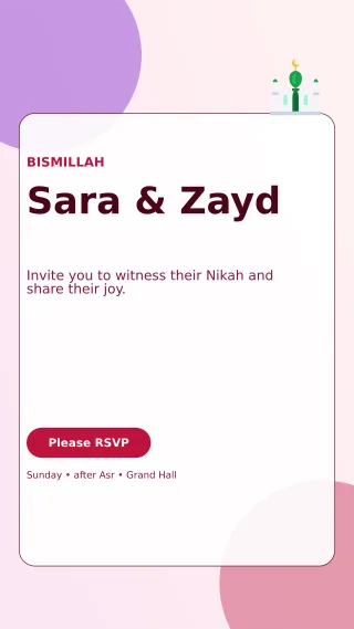 Glass Nikah Invitation Mobile Invite — editable white wedding template, story / reel