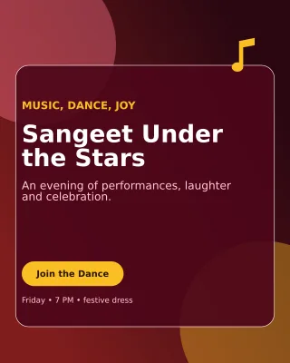 Glass Sangeet Night Invitation — editable black wedding template, instagram portrait