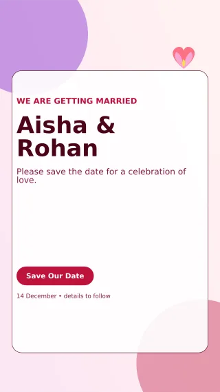 Glass Save the Date Mobile Invite — editable white wedding template, story / reel