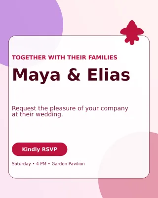 Glass Wedding Invitation Invitation — editable white wedding template, instagram portrait