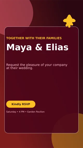 Glass Wedding Invitation Mobile Invite — editable black wedding template, story / reel