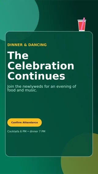 Glass Wedding Reception Mobile Invite — editable black wedding template, story / reel
