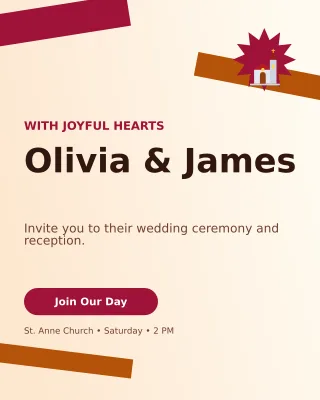 Kinetic Church Wedding Invitation — editable white wedding template, instagram portrait
