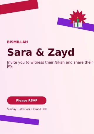 Kinetic Nikah Invitation Ceremony Poster — editable white wedding template, a4 print