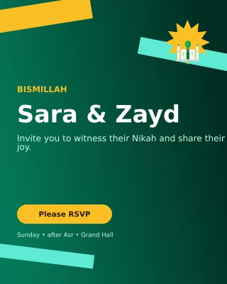 Kinetic Nikah Invitation Invitation — editable black wedding template, instagram portrait