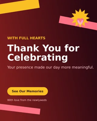 Kinetic Wedding Thank You Invitation — editable black wedding template, instagram portrait