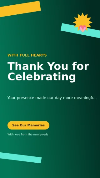 Kinetic Wedding Thank You Mobile Invite — editable black wedding template, story / reel
