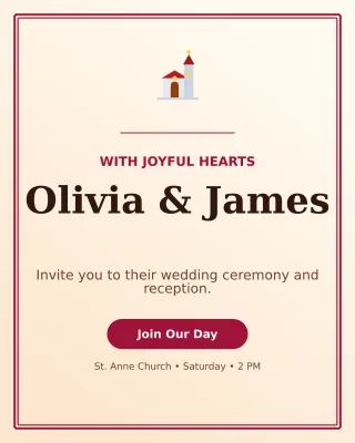 Luxe Church Wedding Invitation — editable white wedding template, instagram portrait