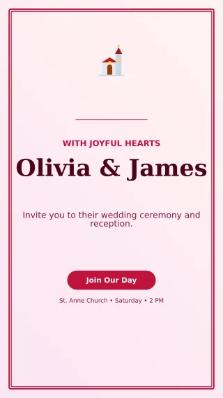 Luxe Church Wedding Mobile Invite — editable white wedding template, story / reel