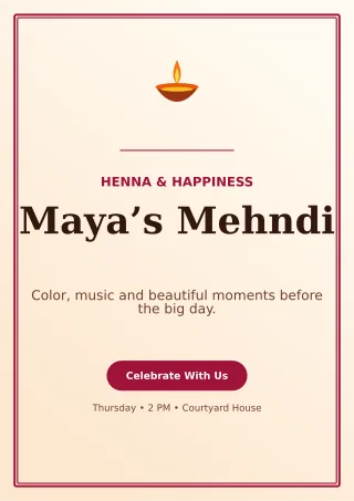 Luxe Mehndi Ceremony Ceremony Poster — editable white wedding template, a4 print