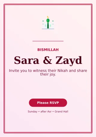 Luxe Nikah Invitation Ceremony Poster — editable white wedding template, a4 print