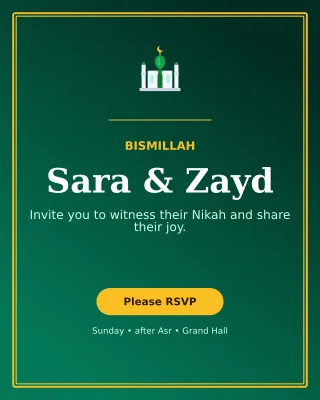 Luxe Nikah Invitation Invitation — editable black wedding template, instagram portrait