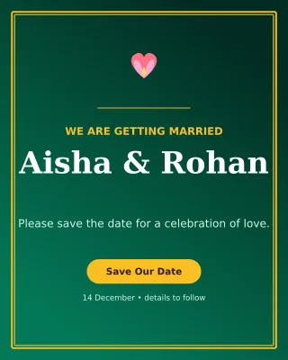 Luxe Save the Date Invitation — editable black wedding template, instagram portrait