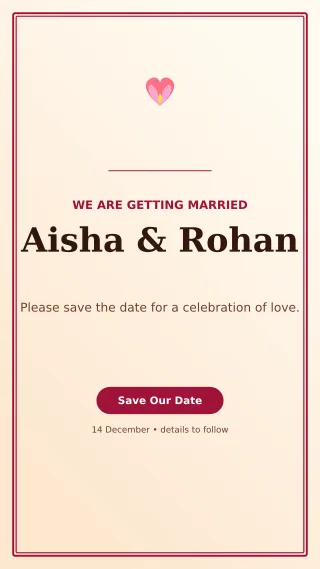 Luxe Save the Date Mobile Invite — editable white wedding template, story / reel