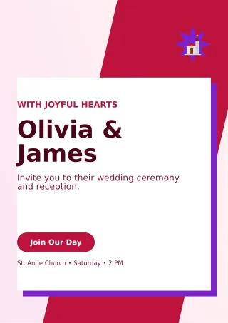 Neo Church Wedding Ceremony Poster — editable white wedding template, a4 print