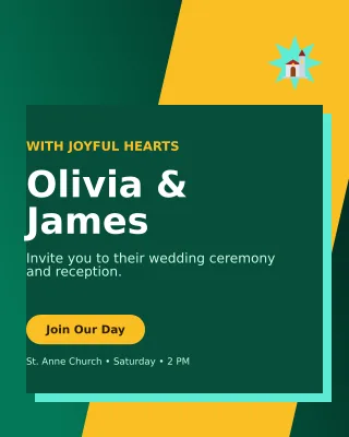 Neo Church Wedding Invitation — editable black wedding template, instagram portrait