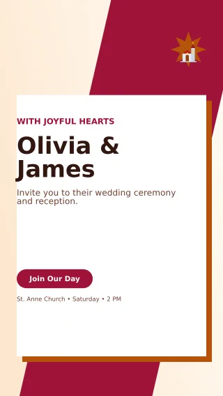 Neo Church Wedding Mobile Invite — editable white wedding template, story / reel