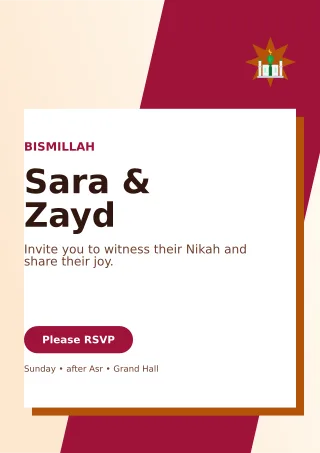 Neo Nikah Invitation Ceremony Poster — editable white wedding template, a4 print