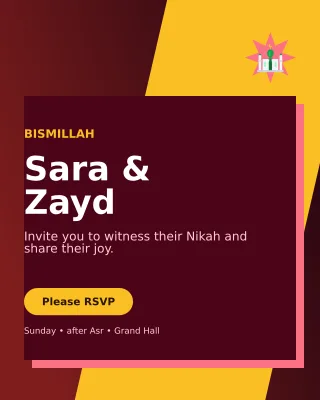 Neo Nikah Invitation Invitation — editable black wedding template, instagram portrait
