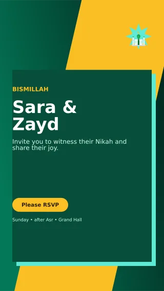Neo Nikah Invitation Mobile Invite — editable black wedding template, story / reel