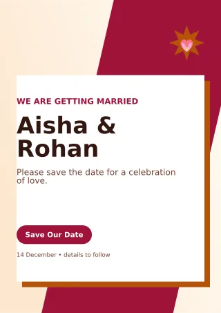 Neo Save the Date Ceremony Poster — editable white wedding template, a4 print