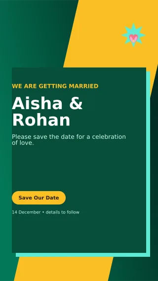 Neo Save the Date Mobile Invite — editable black wedding template, story / reel