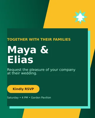 Neo Wedding Invitation Invitation — editable black wedding template, instagram portrait