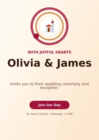 Orbit Church Wedding Ceremony Poster — editable white wedding template, a4 print