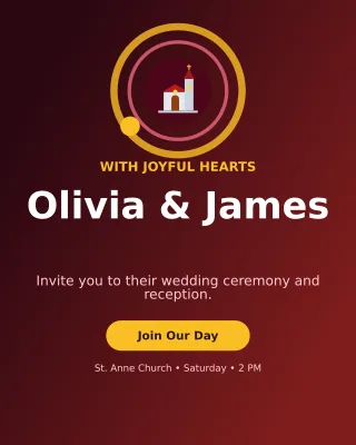 Orbit Church Wedding Invitation — editable black wedding template, instagram portrait