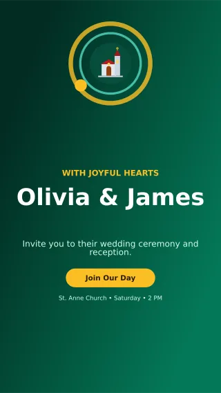 Orbit Church Wedding Mobile Invite — editable black wedding template, story / reel