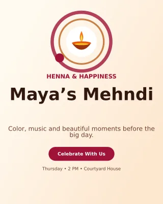 Orbit Mehndi Ceremony Invitation — editable white wedding template, instagram portrait