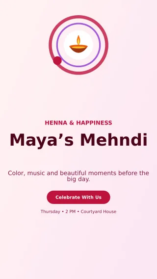 Orbit Mehndi Ceremony Mobile Invite — editable white wedding template, story / reel