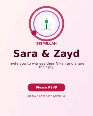 Orbit Nikah Invitation Invitation — editable white wedding template, instagram portrait