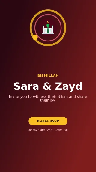 Orbit Nikah Invitation Mobile Invite — editable black wedding template, story / reel